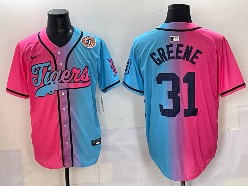 Men 2025 Detroit Tigers #31 Greene Blue pink Game Nike MLB Jersey style 036->detroit tigers->MLB Jersey